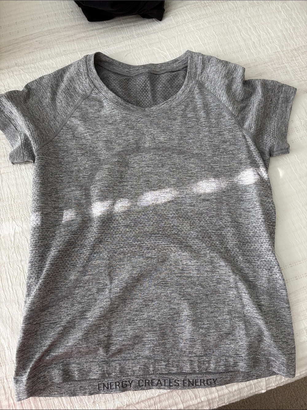 Women's swiftly  Gray Short-Sleeve Athletic Tee - Energy Creates Energy
